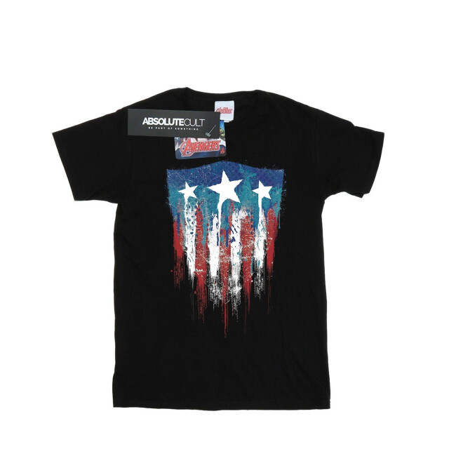 Li-cense Marvel meisjes captain america vlag schild katoenen t-shirt UTBI3463_black large