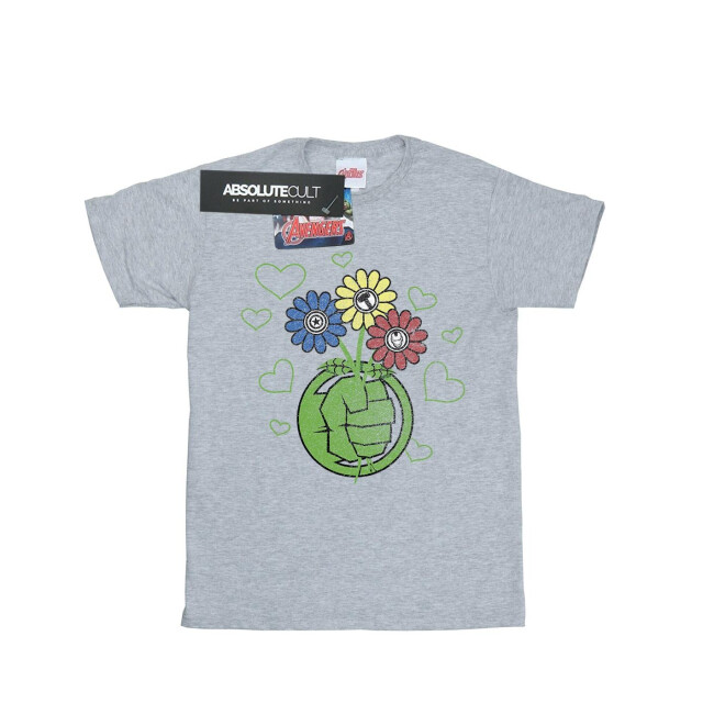 Li-cense Marvel meisjes hulk bloemvuist katoenen t-shirt UTBI3464_sportsgrey large