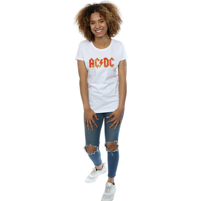 Li-cense Ac/dc dames verbogen logo katoenen t-shirt UTBI396_whitered large