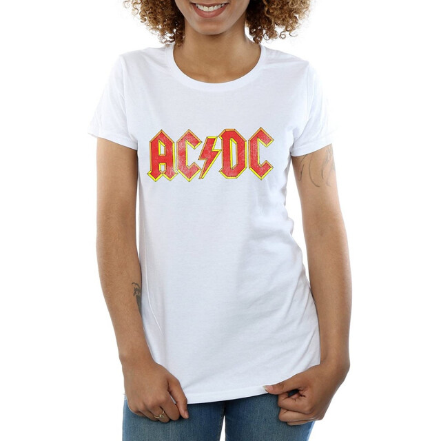 Li-cense Ac/dc dames verbogen logo katoenen t-shirt UTBI396_whitered large