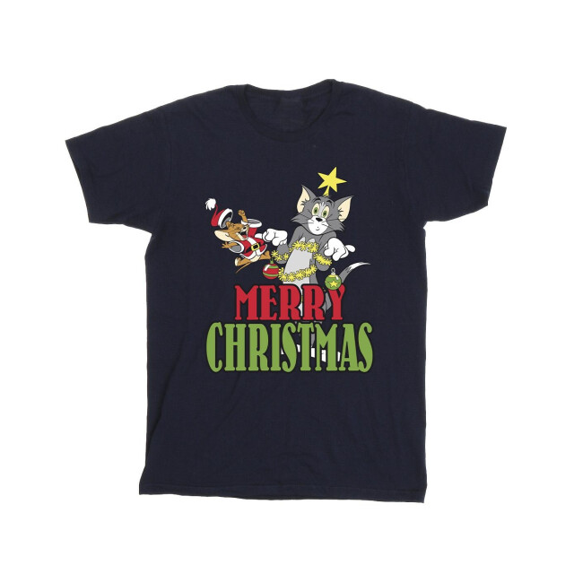 Li-cense Tom and jerry heren vrolijk kerstballen t-shirt UTBI52130_navyblue large