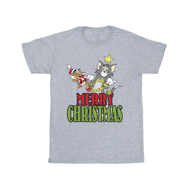 Li-cense Tom and jerry heren vrolijk kerstballen t-shirt UTBI52130_sportsgrey large