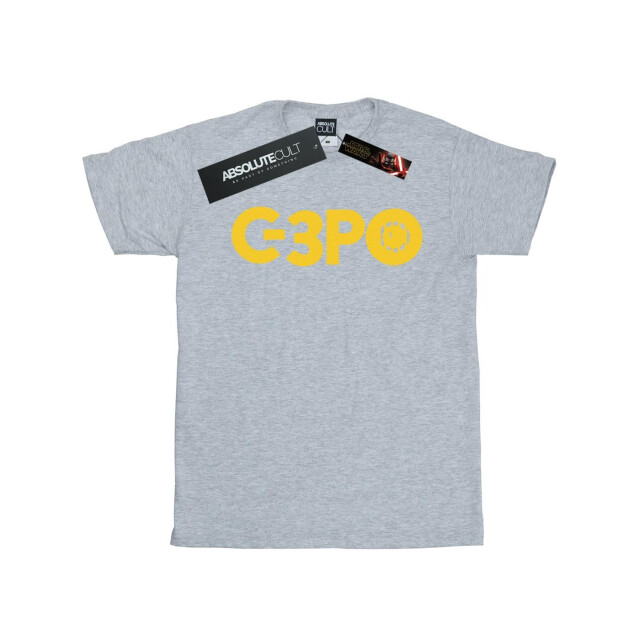Li-cense Star wars dames the rise of skywalker c-3po tekst logo katoenen vriendje t-shirt UTBI46213_sportsgrey large