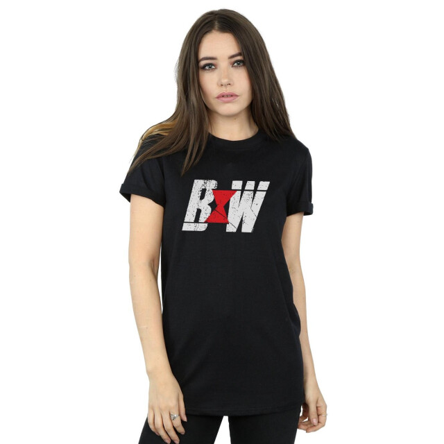Li-cense Marvel dames black widow movie initial logo cotton boyfriend t-shirt UTBI51962_black large