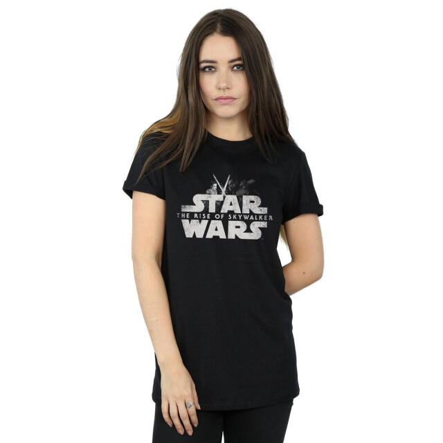 Li-cense Star wars: the rise of skywalker dames star wars the rise of skywalker rey and kylo battle cotton boyfriend t-shirt UTBI51908_black large