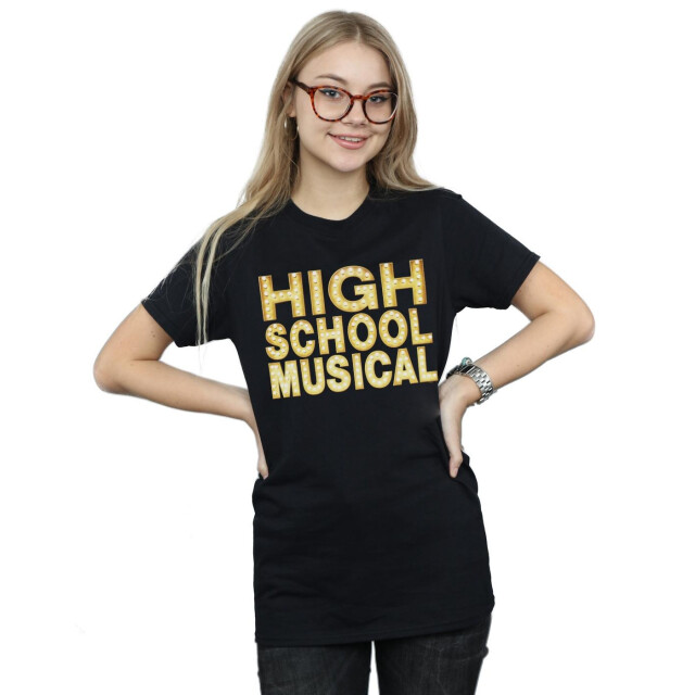 Li-cense Disney dames high school musical the musical lights logo cotton boyfriend t-shirt UTBI51865_black large