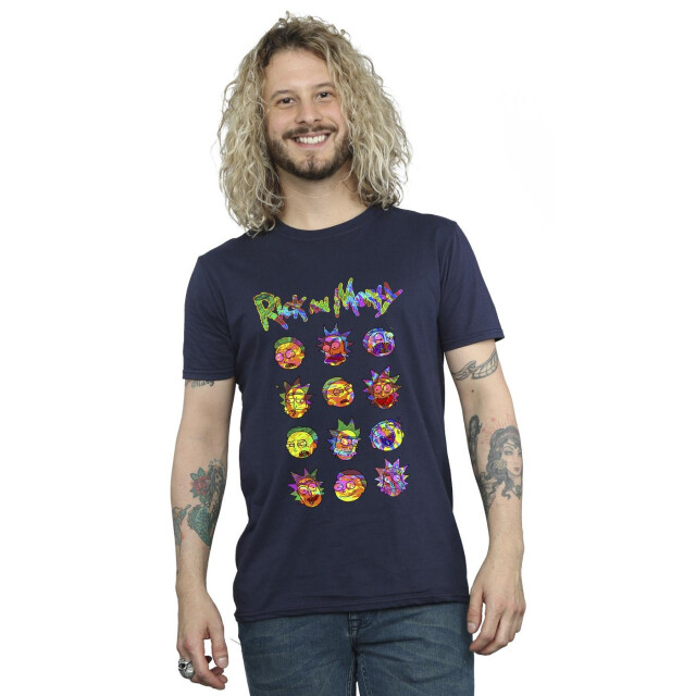 Li-cense Rick and morty heren tie dye gezichten t-shirt UTBI51781_navyblue large