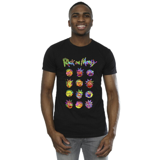 Li-cense Rick and morty heren tie dye gezichten t-shirt UTBI51781_black large