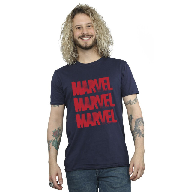 Li-cense Marvel heren rood spuitembleem t-shirt UTBI51446_navyblue large