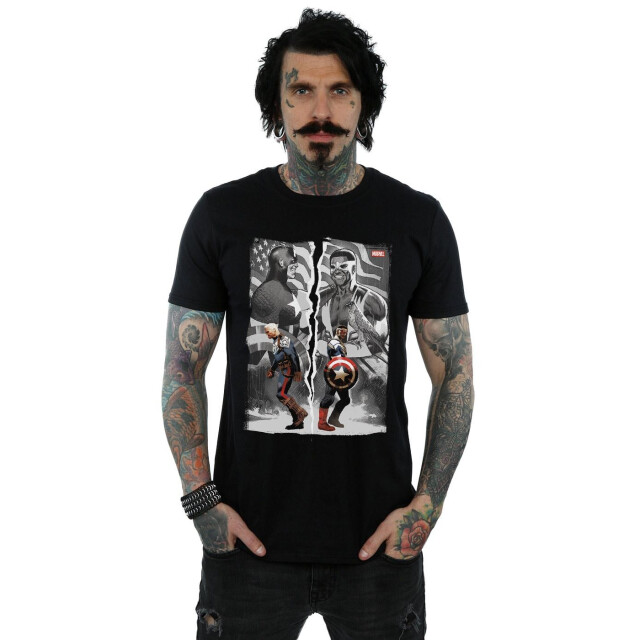 Li-cense Marvel heren falcon en captain america split t-shirt UTBI51408_black large