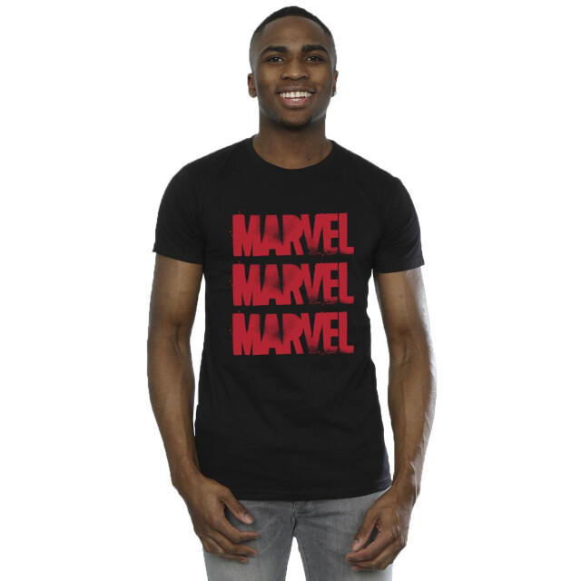 Li-cense Marvel heren rood spuitembleem t-shirt UTBI51446_black large