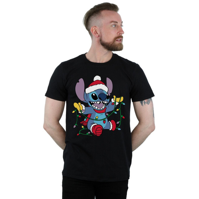 Li-cense Disney heren lilo en stitch kerstverlichting t-shirt UTBI49920_black large