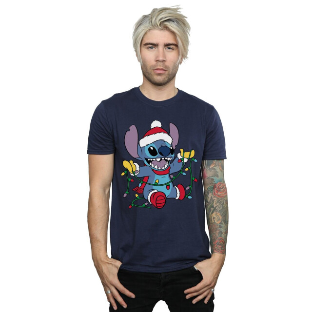 Li-cense Disney heren lilo en stitch kerstverlichting t-shirt UTBI49920_navyblue large