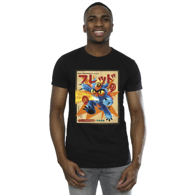 Li-cense Disney heren big hero 6 baymax fred krant t-shirt UTBI49345_black large