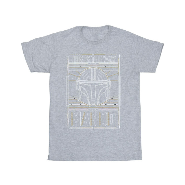 Li-cense Star wars meisjes the mandalorian the way outline helm katoenen t-shirt UTBI39684_sportsgrey large