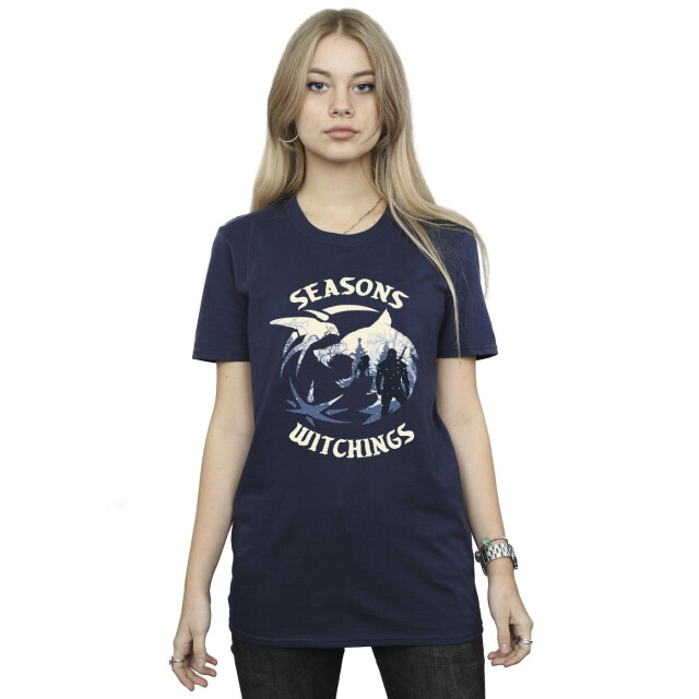 Li-cense Netflix dames the witcher kerstwolf katoenen vriendje t-shirt UTBI46891_navyblue large