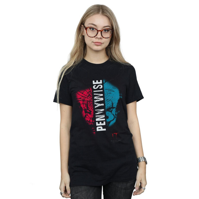 Li-cense It chapter 2 dames pennywise gespleten gezicht katoenen vriendje t-shirt UTBI46809_black large