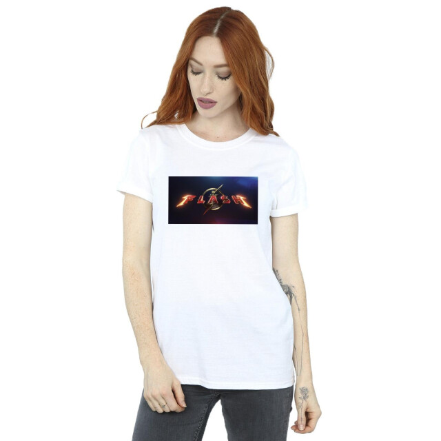 Li-cense Dc comics dames the flash logo cotton boyfriend t-shirt UTBI46605_white large