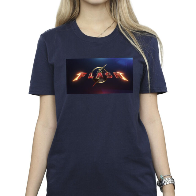Li-cense Dc comics dames the flash logo cotton boyfriend t-shirt UTBI46605_navyblue large