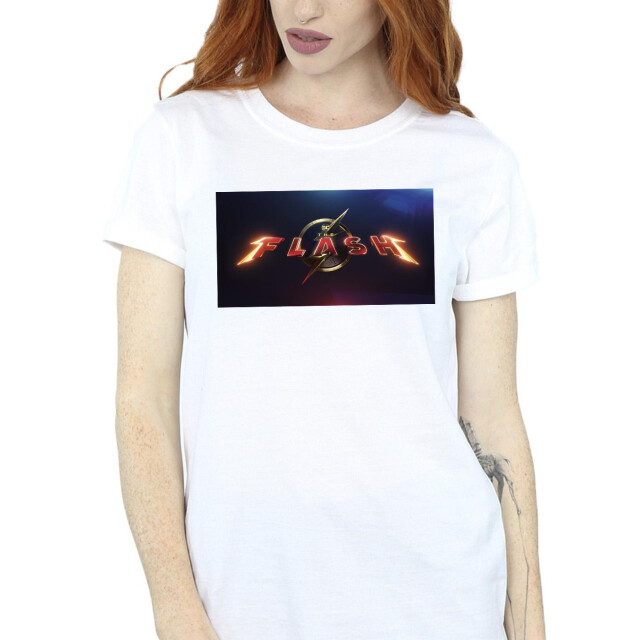 Li-cense Dc comics dames the flash logo cotton boyfriend t-shirt UTBI46605_white large