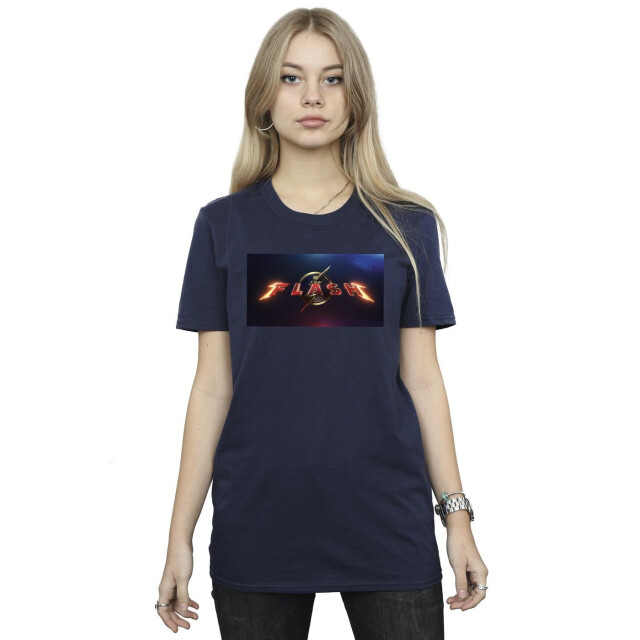 Li-cense Dc comics dames the flash logo cotton boyfriend t-shirt UTBI46605_navyblue large