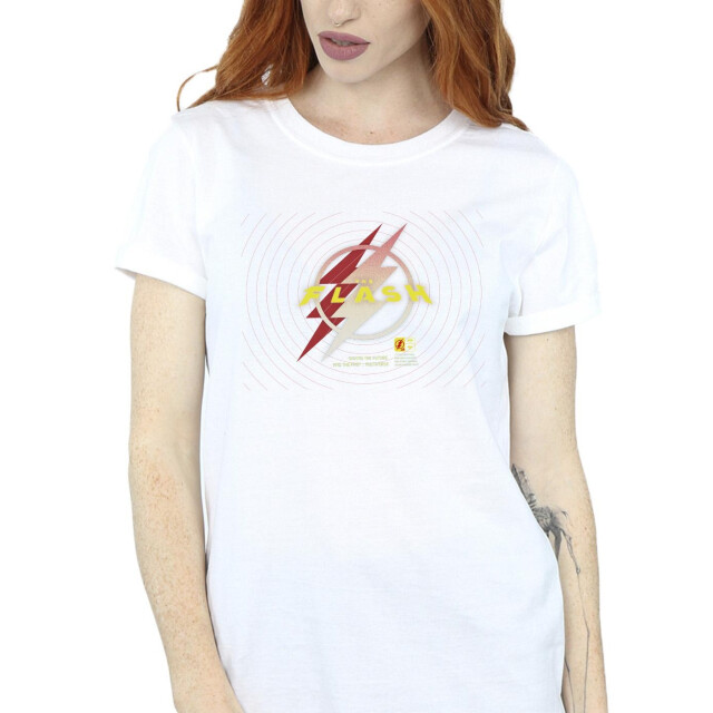 Li-cense Dc comics dames the flash lightning logo cotton boyfriend t-shirt UTBI46595_white large
