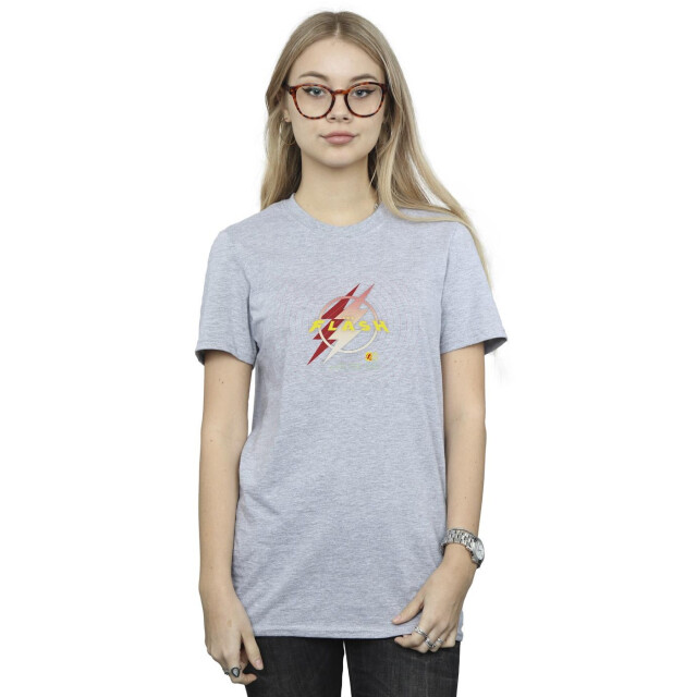 Li-cense Dc comics dames the flash lightning logo cotton boyfriend t-shirt UTBI46595_sportsgrey large