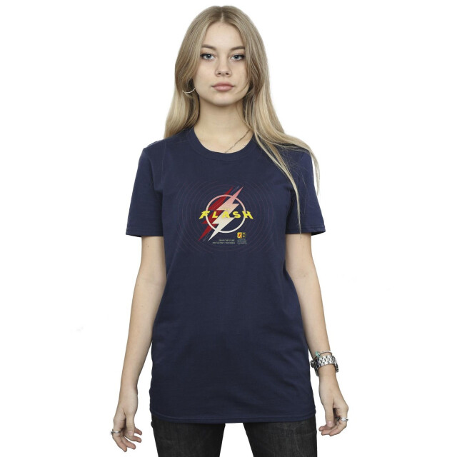 Li-cense Dc comics dames the flash lightning logo cotton boyfriend t-shirt UTBI46595_navyblue large