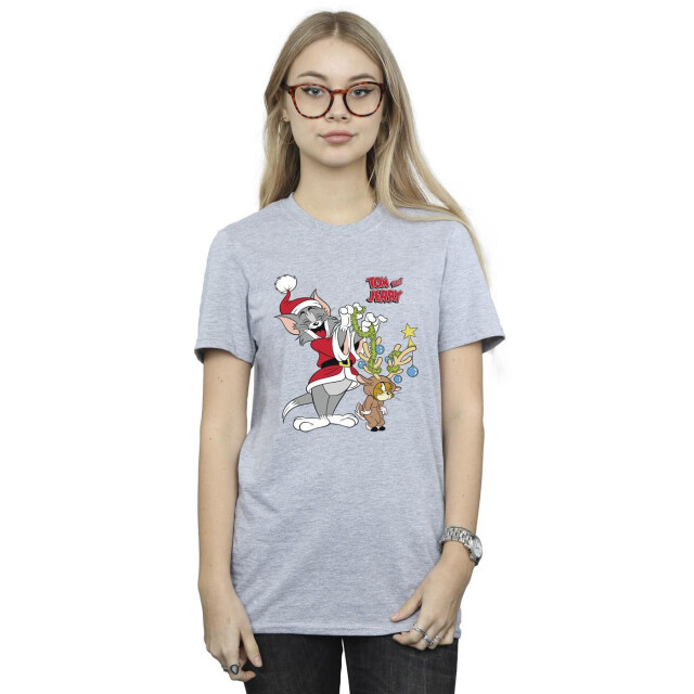 Li-cense Tom & jerry dames kerstmis rendier katoenen vriendje t-shirt UTBI46437_sportsgrey large