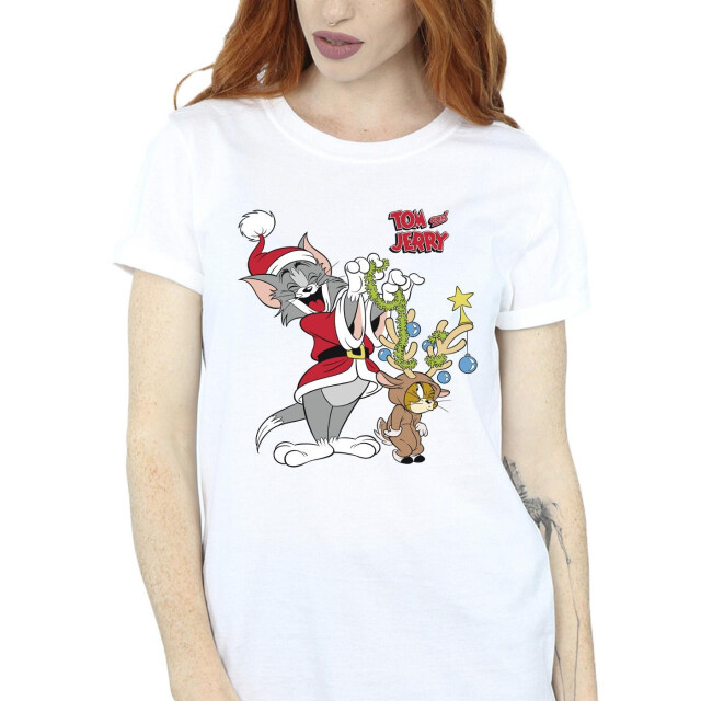 Li-cense Tom & jerry dames kerstmis rendier katoenen vriendje t-shirt UTBI46437_white large