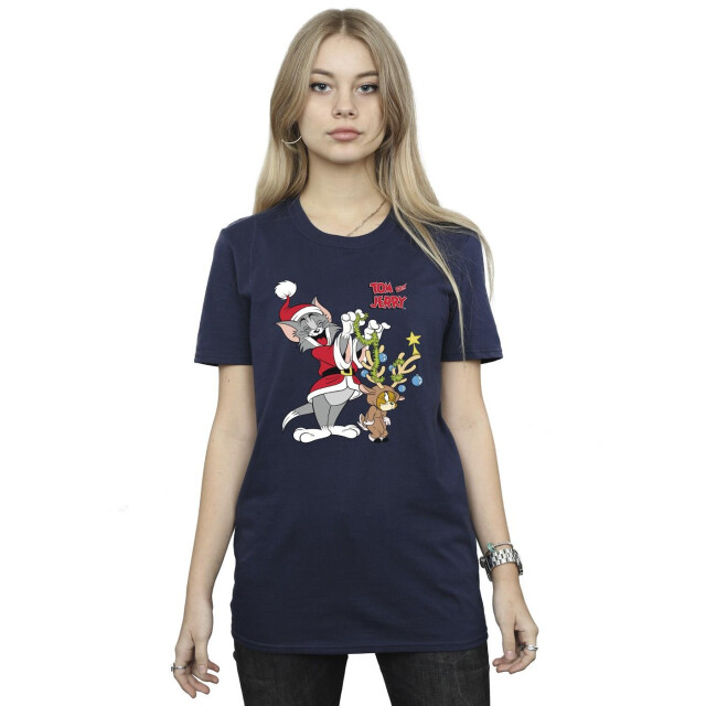 Li-cense Tom & jerry dames kerstmis rendier katoenen vriendje t-shirt UTBI46437_navyblue large