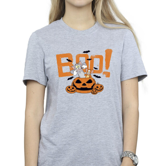 Li-cense Tom & jerry dames halloween boe! katoenen boyfriend t-shirt UTBI46432_sportsgrey large