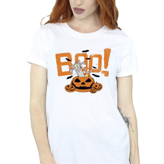 Li-cense Tom & jerry dames halloween boe! katoenen boyfriend t-shirt UTBI46432_white large
