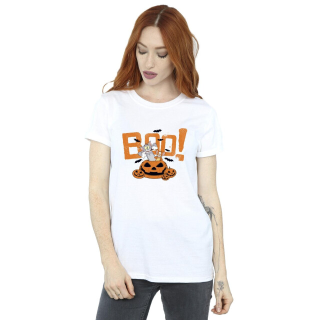 Li-cense Tom & jerry dames halloween boe! katoenen boyfriend t-shirt UTBI46432_white large