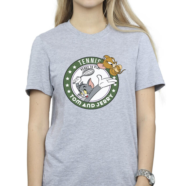 Li-cense Tom and jerry dames tennis ready to play katoenen vriendje t-shirt UTBI46427_sportsgrey large