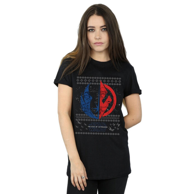 Li-cense Star wars dames the rise of skywalker kerstmis split symbool katoenen vriendje t-shirt UTBI46222_black large