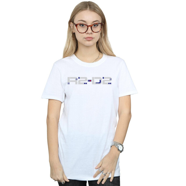 Li-cense Star wars dames the rise of skywalker r2-d2 tekst logo katoenen vriendje t-shirt UTBI46207_white large