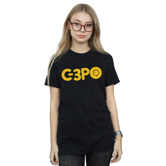 Li-cense Star wars dames the rise of skywalker c-3po tekst logo katoenen vriendje t-shirt UTBI46213_black large
