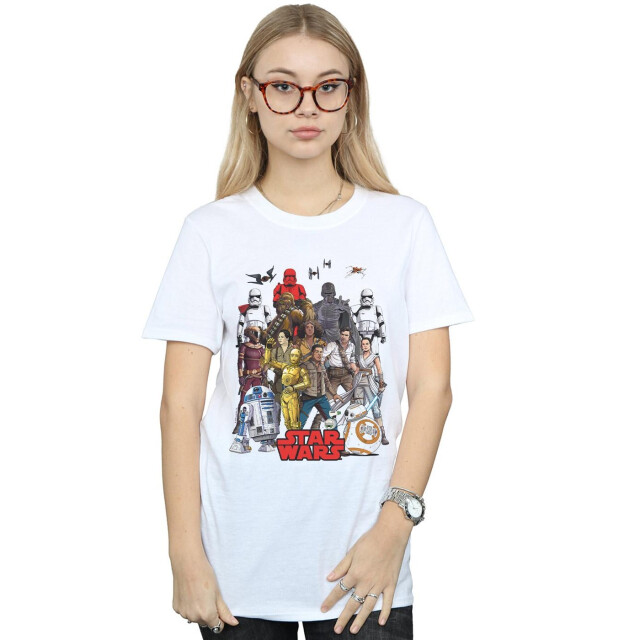 Li-cense Star wars dames the rise of skywalker karakter collage katoenen vriendje t-shirt UTBI46194_white large