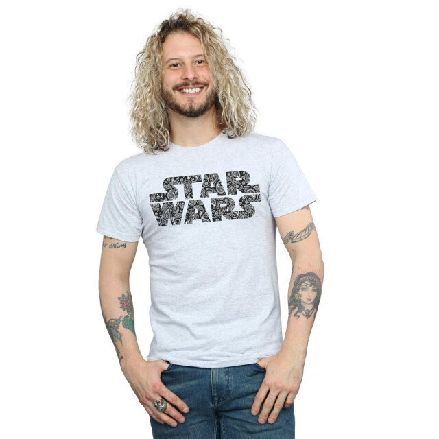 Li-cense Star wars heren paisley logo t-shirt UTBI46178_sportsgrey large