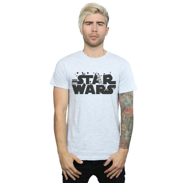 Li-cense Star wars heren minimalistisch logo t-shirt UTBI46167_sportsgrey large