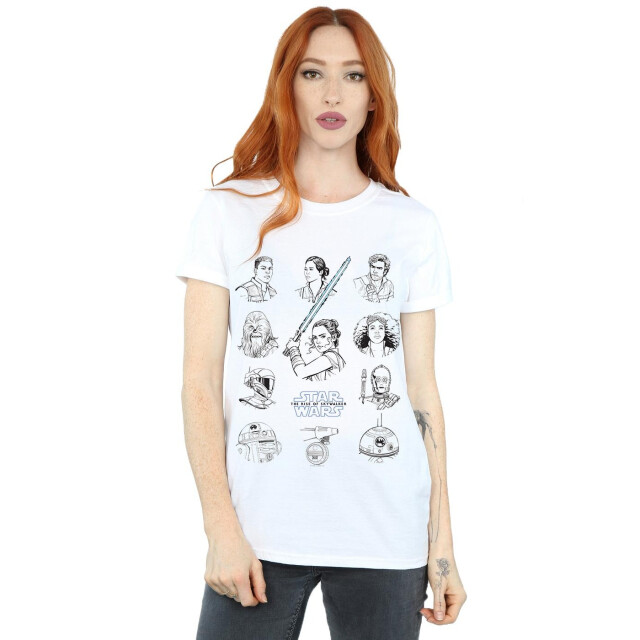 Li-cense Star wars the rise of skywalker dames resistance character line up mono katoenen vriendje t-shirt UTBI46105_white large