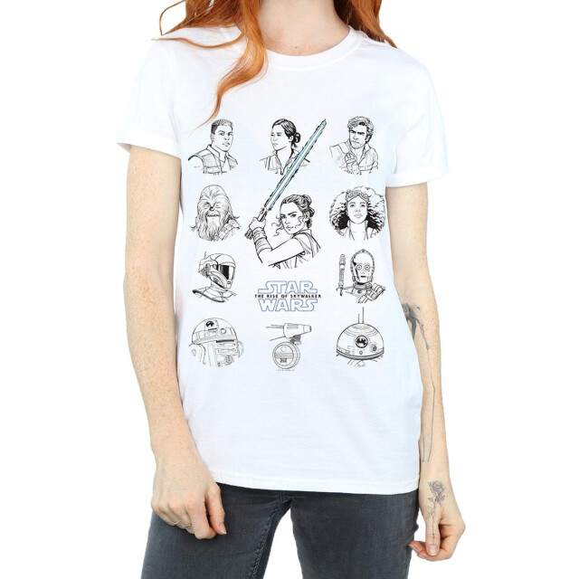 Li-cense Star wars the rise of skywalker dames resistance character line up mono katoenen vriendje t-shirt UTBI46105_white large