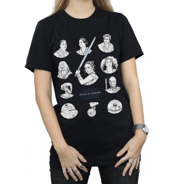 Li-cense Star wars the rise of skywalker dames resistance character line up mono katoenen vriendje t-shirt UTBI46105_black large