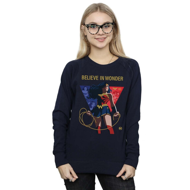 Li-cense Dc comics dames wonder woman 80th anniversary believe in wonder pose sweatshirt UTBI43224_navyblue large