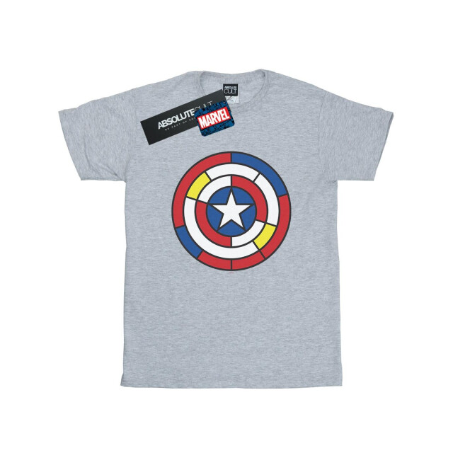Li-cense Marvel meisjes captain america gebrandschilderd glazen schild katoenen t-shirt UTBI31401_sportsgrey large