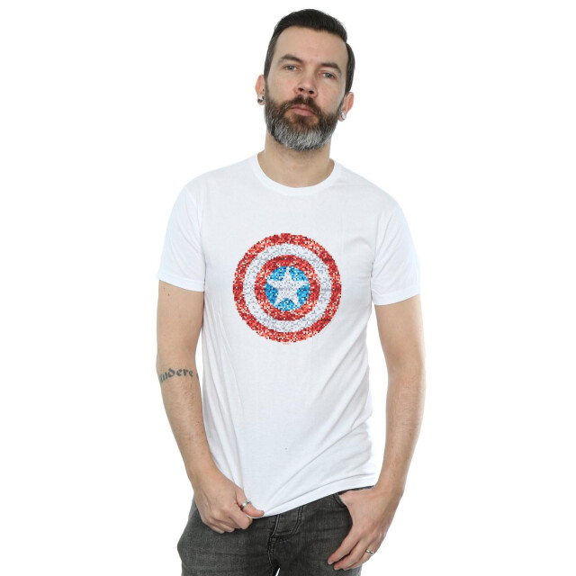 Li-cense Marvel heren captain america pixelated shield t-shirt UTBI43077_white large