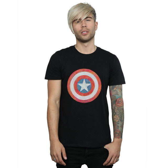 Li-cense Marvel heren captain america getekend schild t-shirt UTBI43087_black large