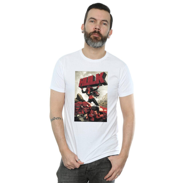 Li-cense Marvel heren rode hulk cover t-shirt UTBI43051_white large