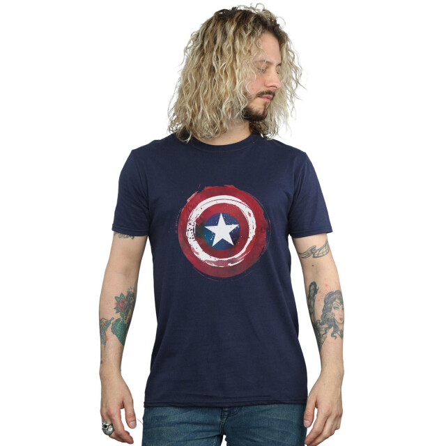 Li-cense Marvel heren captain america splatter shield t-shirt UTBI43096_navyblue large